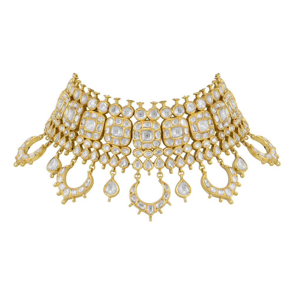 Chandbali Polki Choker and Teardrop Accents and Pearls